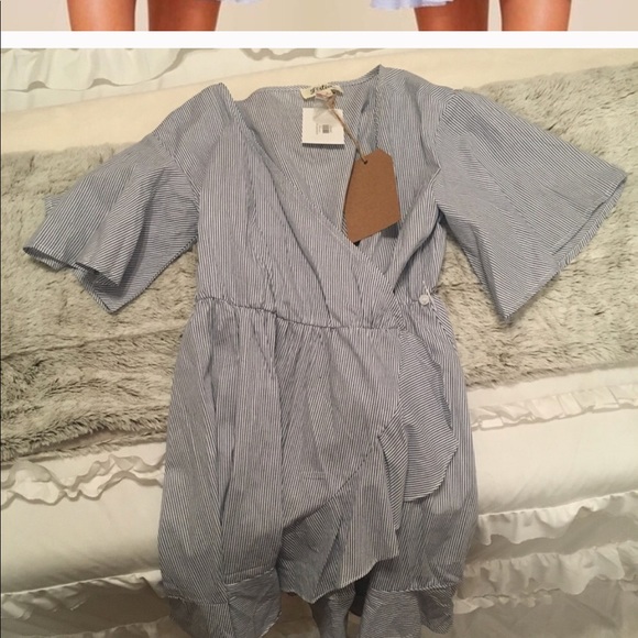 Blue and White Wraparound Dress - Picture 2 of 2